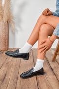 Mocassin Penny Noir Verni Effet Crocodile