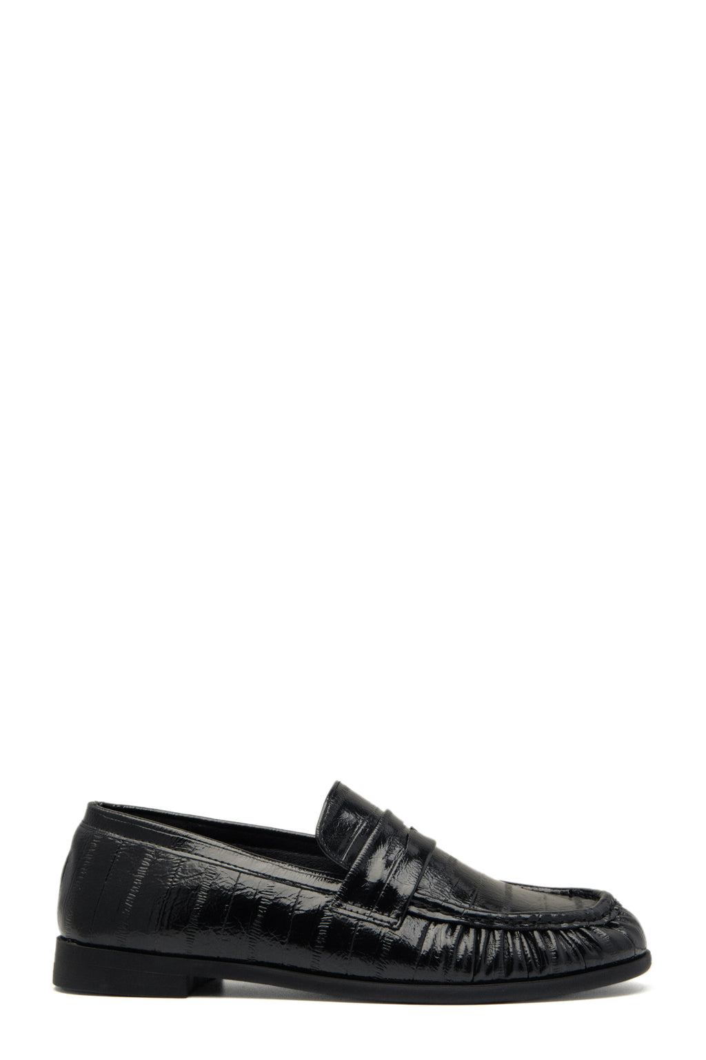Mocassin Penny Noir Verni Effet Crocodile