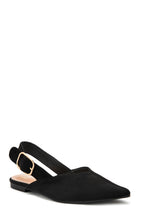 Ballerines Slingback Noires à Bout Pointu en Suédine