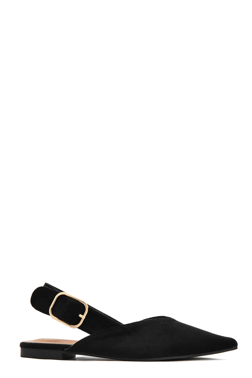 Ballerines Slingback Noires à Bout Pointu en Suédine