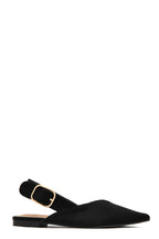 Ballerines Slingback Noires à Bout Pointu en Suédine