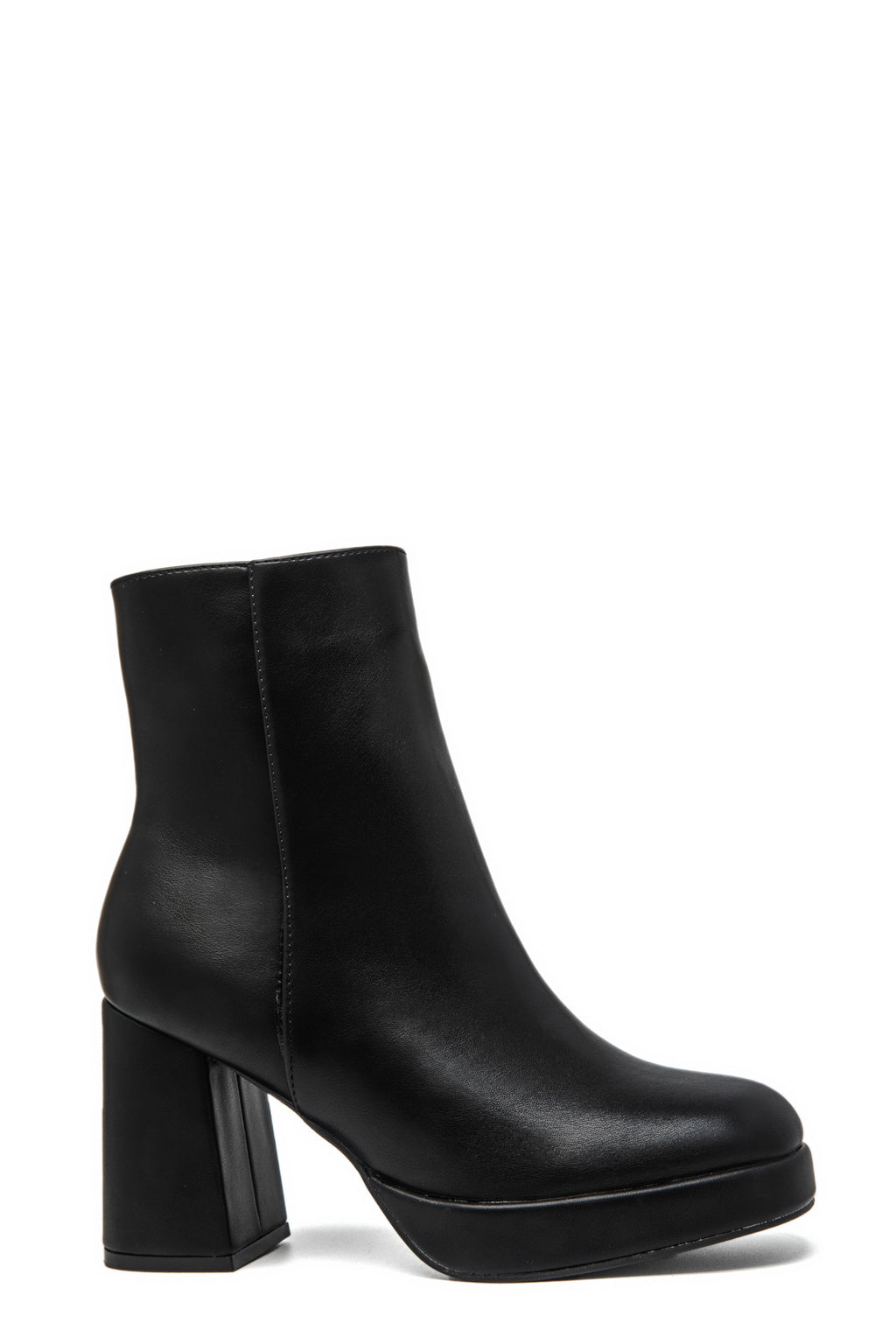 Bottines noires à plateau et talon carré