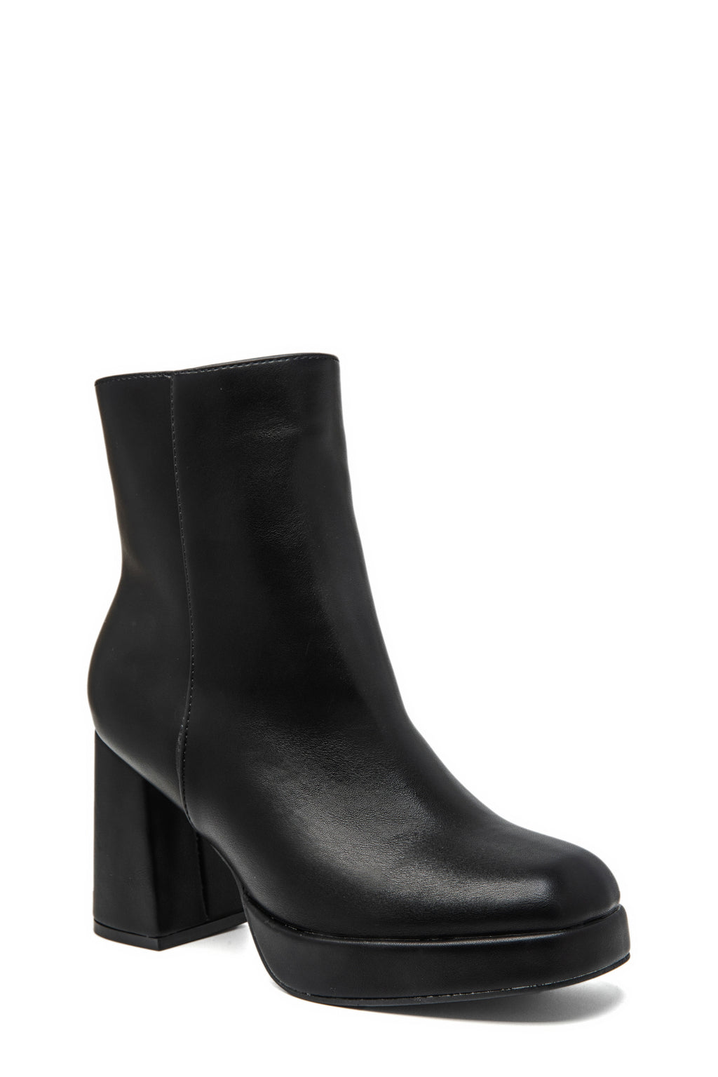 Bottines noires à plateau et talon carré