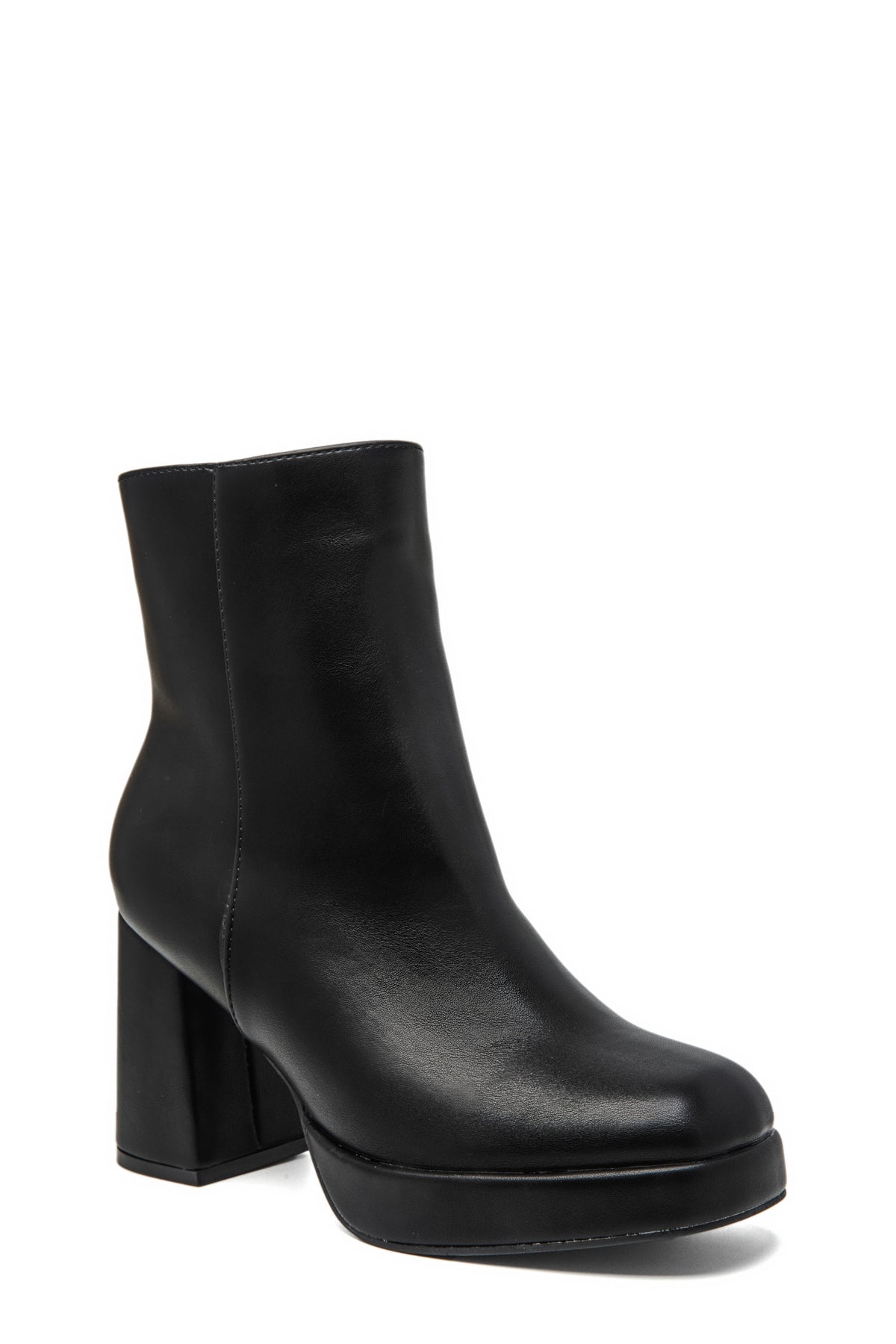 Bottines noires à plateau et talon carré