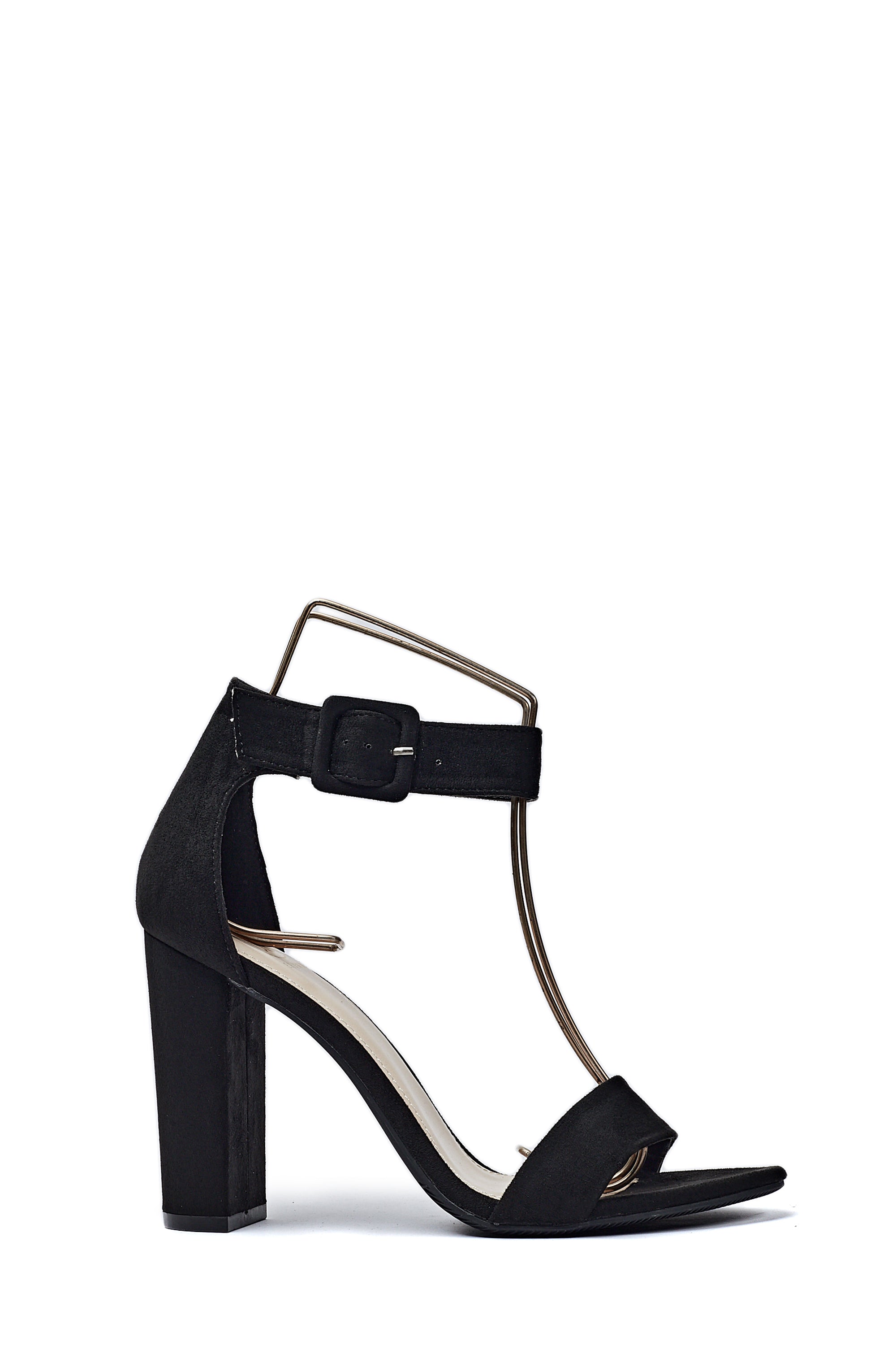Sandale Noir a Haut Talon Carré