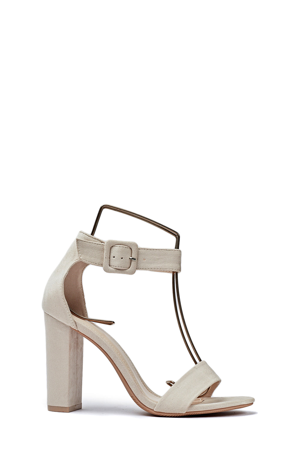 Sandale Beige a Haut Talon Carré