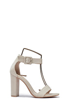 Sandale Beige a Haut Talon Carré
