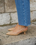 Slingback Beige tressé a petit talon